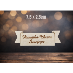 Tabliczka ozdobna 18, wstążka 7,5x2,5cm, Pamiątka Chrztu Świętego, Amaze, sklejka 3mm